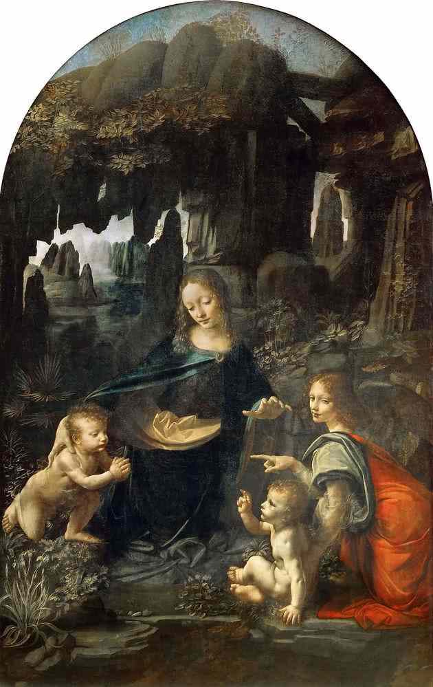 Pintura Virgen de las Rocas de Leonardo di ser Piero da Vinci
